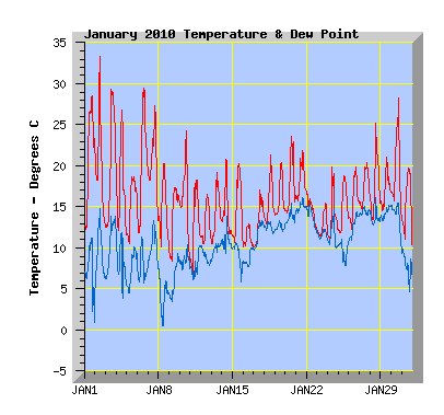 January 2010 Temperature Graph