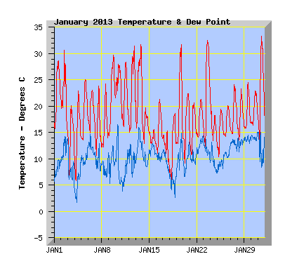 January 2013 Temperature Graph