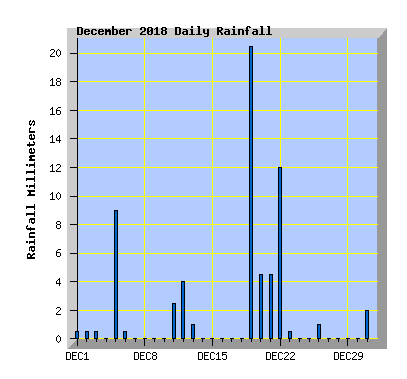 December 2018 Rainfall Graph